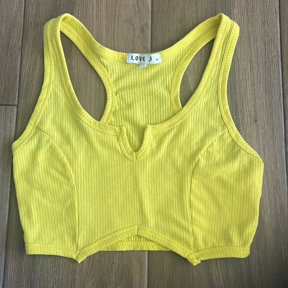 Bright Yellow ribbed crop top